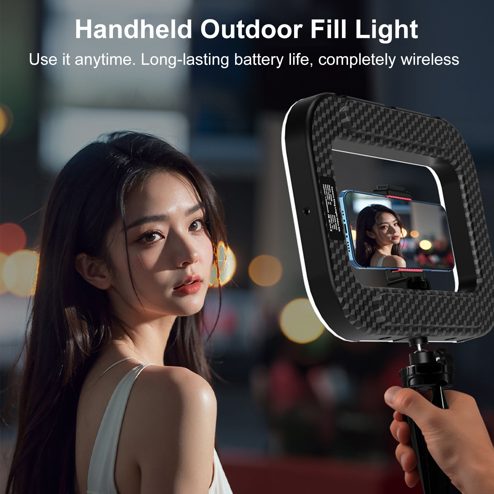 Photography Lighting Handheld - Wiederaufladbarer Handy-Lichtstabilisator mit Telefonhalterung für Videoaufnahmen