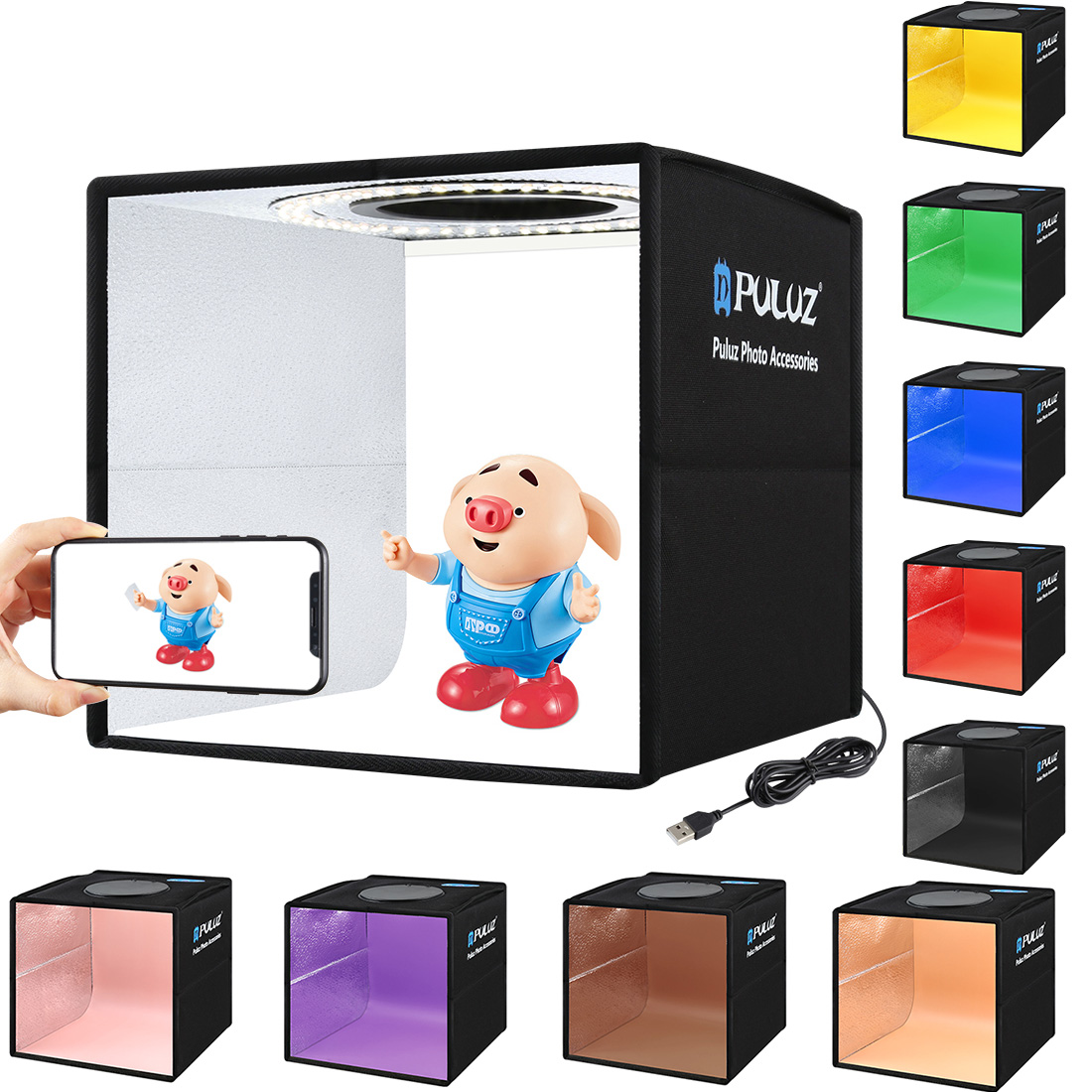 Photography Lighting Softbox - Tragbare Desktop-faltbare Mini-Softbox mit Ringlampenlicht, 6