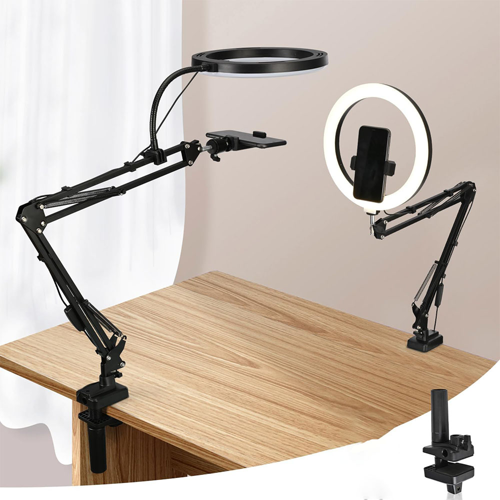 Photography Lighting With Umbrella - Ringlicht mit Ständer und Telefonhalter, USB-Ringlicht