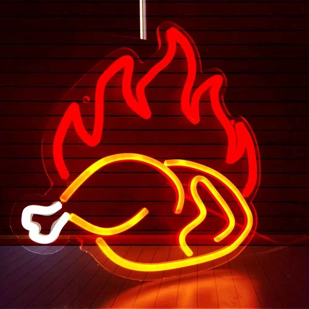 Photography Lighting For Food - Geröstetes Huhn-Neonlichtschild, LED-Schild, gefälschtes Lebensmittelmodell, helle