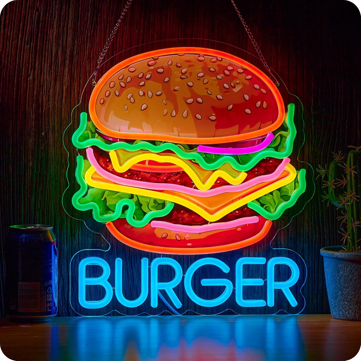 Photography Lighting For Food - Burger-Neonschild, Geschäfts-Wandleuchte, USB-betriebenes LED-Neonlicht für Lebensmittelgeschäfte,