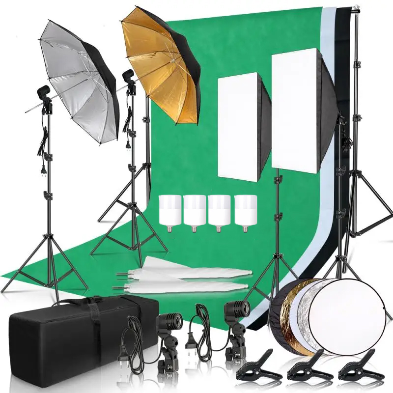 Photography Lighting And Backdrop Kits - Fotografie Beleuchtung Kit Regenschirm Foto Hintergrund