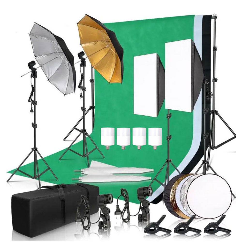 Photography Lighting And Backdrop Kits - Fotografie-Fotostudio-Softbox-Beleuchtungsset mit 2,6x3M Hintergrundrahmen, 3 Stück