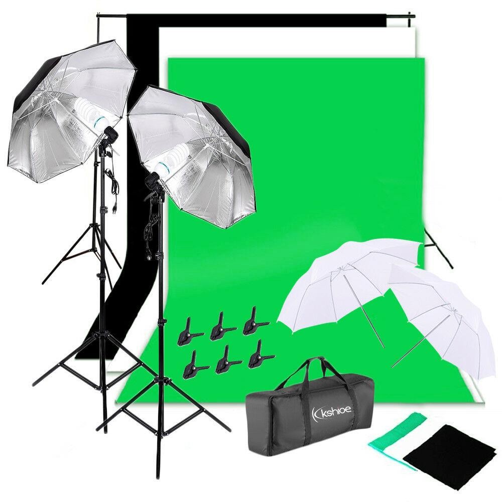 Photography Lighting And Backdrop Kits - Fotostudio-Beleuchtungsset mit Schirm, Softbox und Hintergrundständer