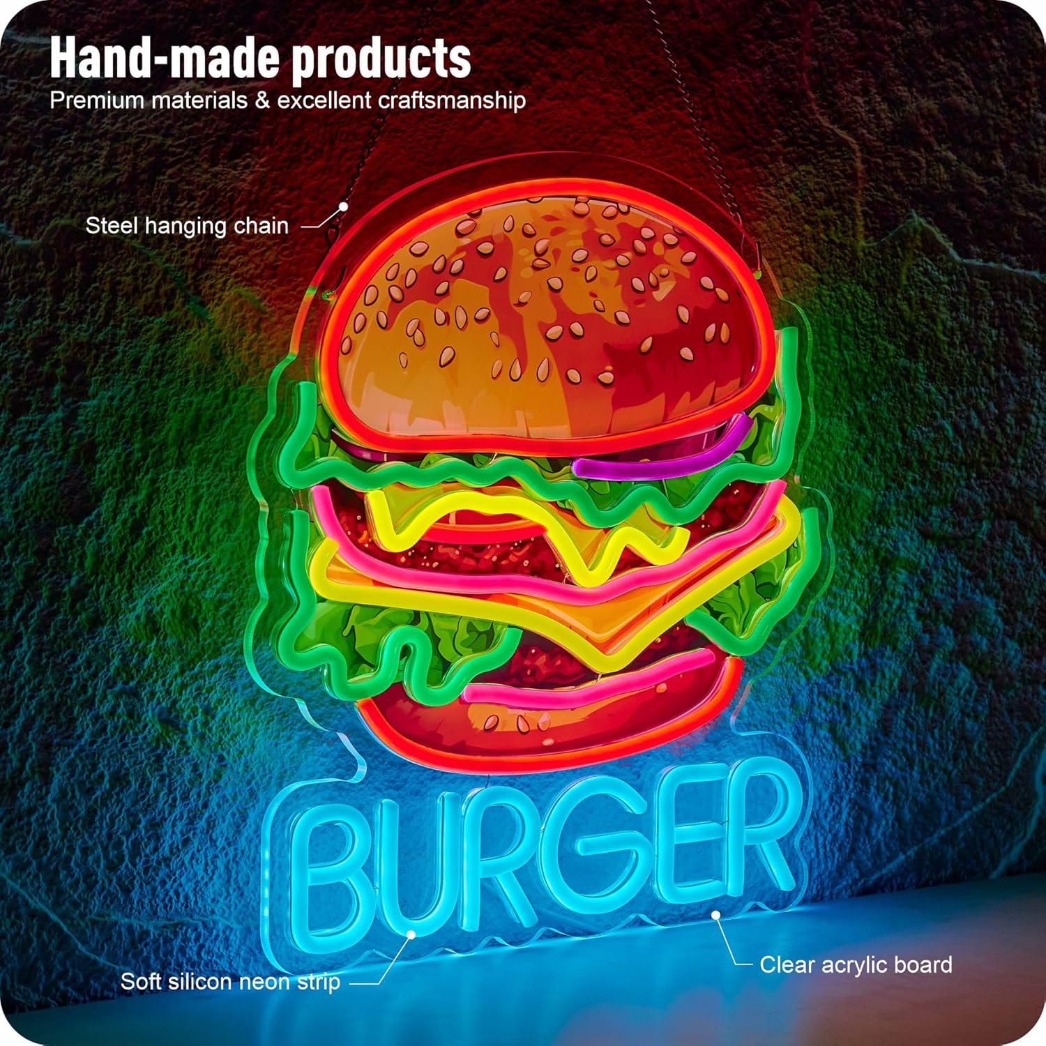 Burger-Neonschild, Geschäfts-W – Photography Lighting For Food Bewertung und Preis