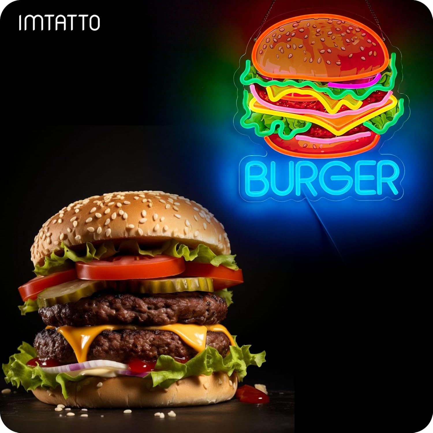 Burger-Neonschild, Geschäfts-W – Photography Lighting For Food Bewertung und Preis