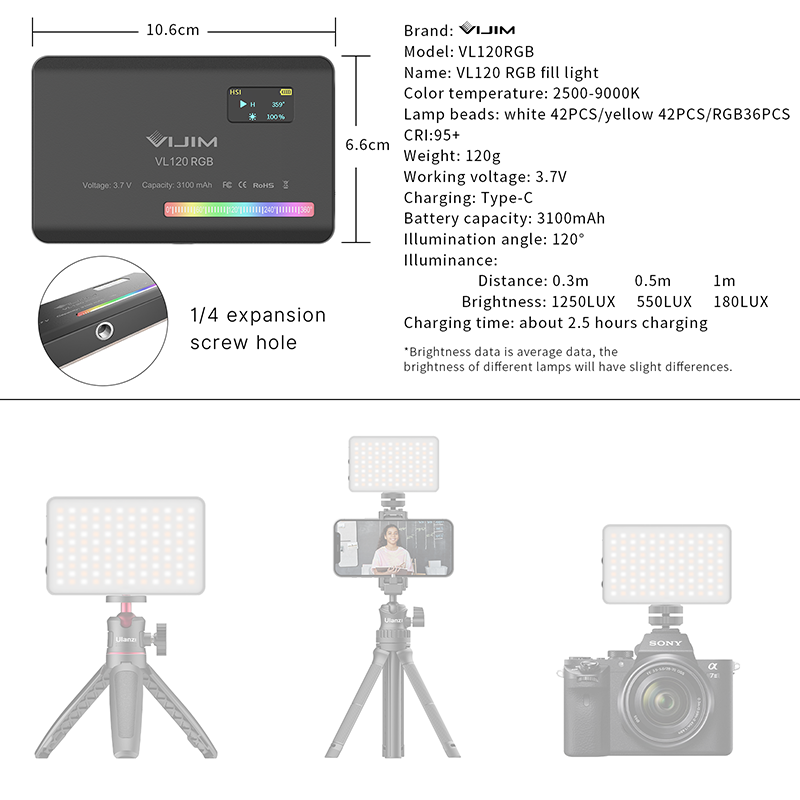 Ulanzi VL120 RGB Kamera Video  – Photography Lighting With Umbrella Bewertung und Preis